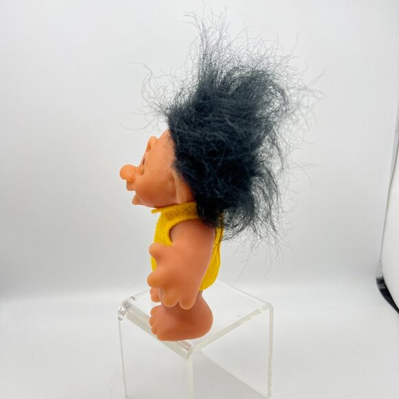 VTG DAM Playmate Troll Doll Made In Denmark Big Nose Black Hair Double Stamped - Picture 3 of 9